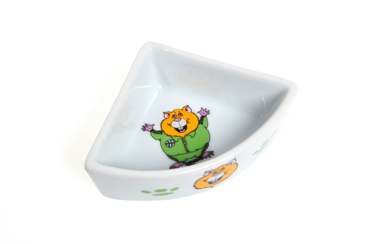 Hjørneskål smådy keramikk med motiv Karlie bakside