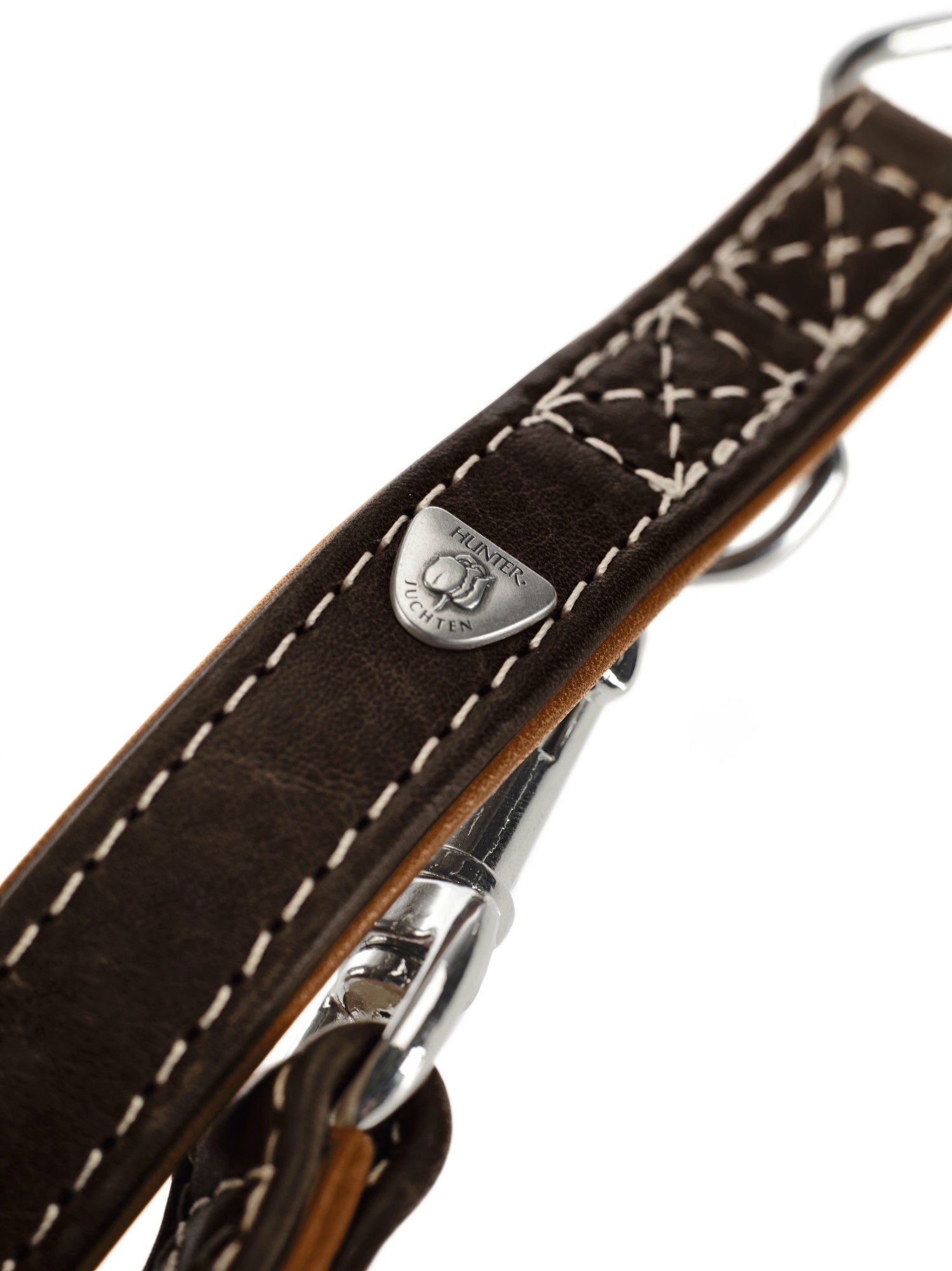 Nærbilde av Justerbart kobbel Tara lær til hund - Hunter lærmateriale