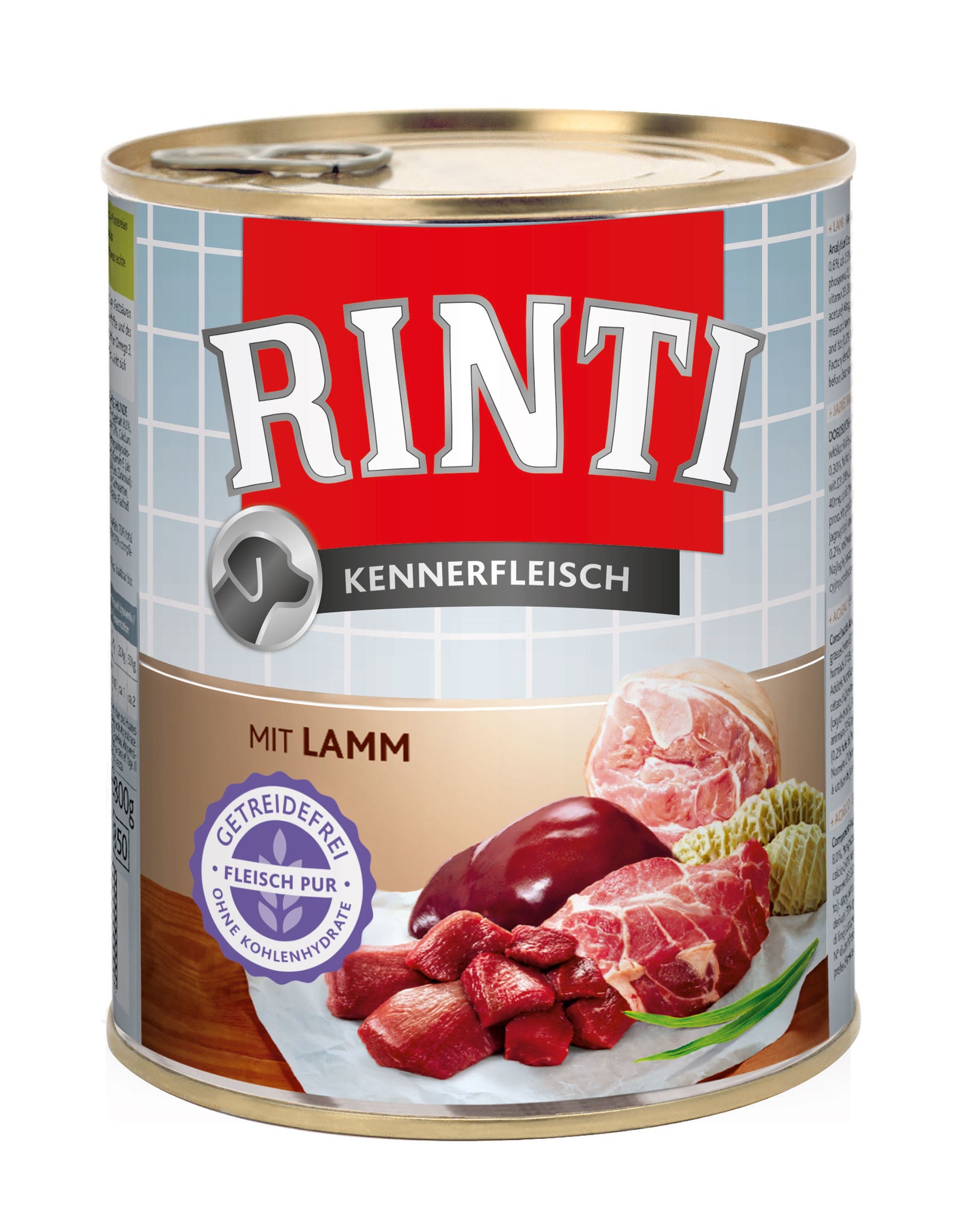 Rinti Kennerfleisch våtfôr åpnet boks med kjøttstykker