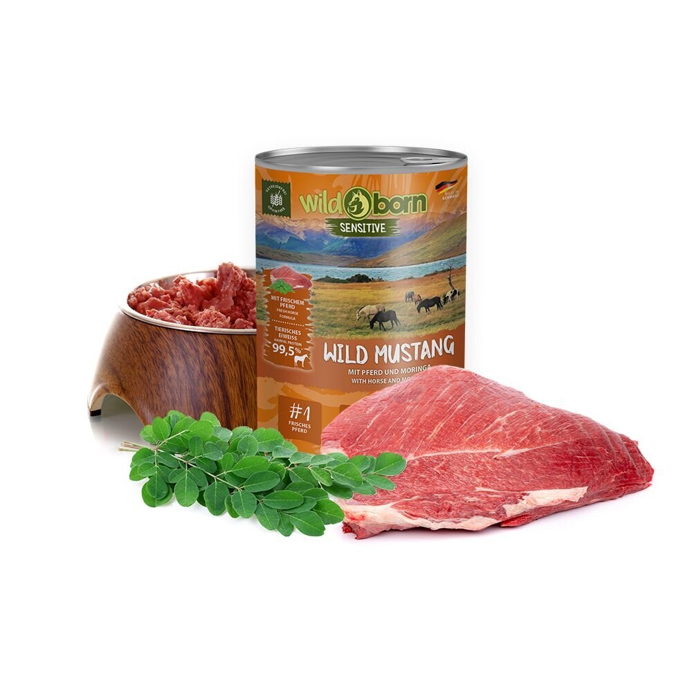 Wildborn Wild Mustang våtfôr med hestekjøtt forside
